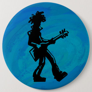 New York Boogie Nights Guitar Blue 6 Inch Round Button