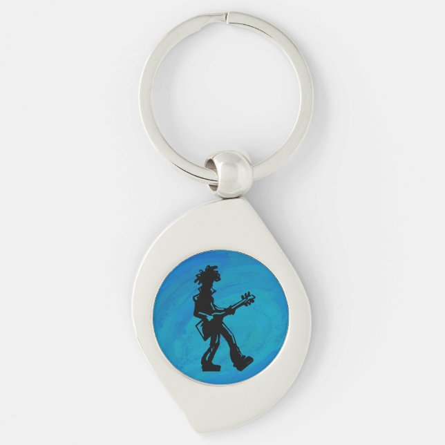 New York Boogie Nights Guitar Blue Keychain (Front)