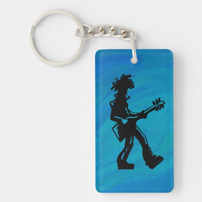 New York Boogie Nights Guitar Blue Keychain (Front)