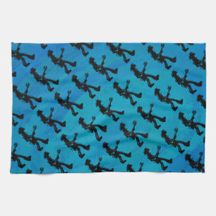 New York Boogie Nights Guitar Blue Kitchen Towel