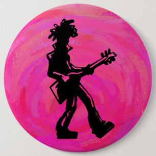 New York Boogie Nights Guitar Hot Pink 6 Inch Round Button