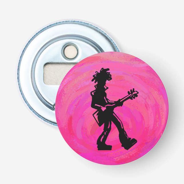 New York Boogie Nights Guitar Hot Pink Bottle Opener (Front)