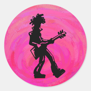 New York Boogie Nights Guitar Hot Pink Classic Round Sticker