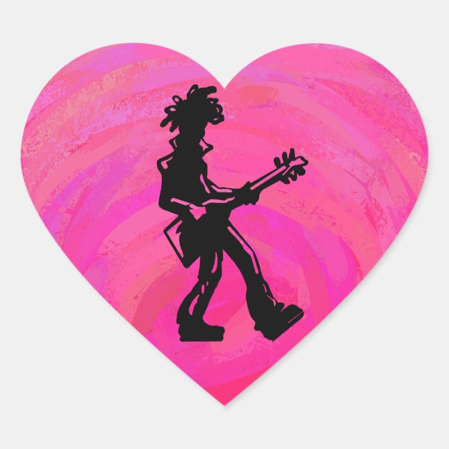 New York Boogie Nights Guitar Hot Pink Heart Sticker (Front)