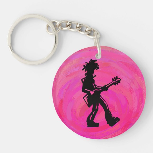 New York Boogie Nights Guitar Hot Pink Keychain (Front)
