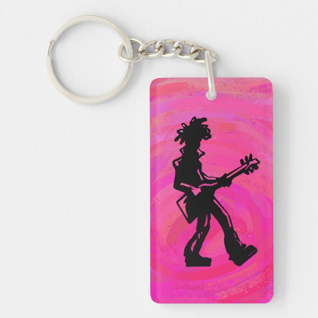 New York Boogie Nights Guitar Hot Pink Keychain (Front)