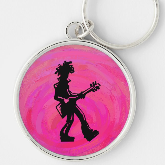New York Boogie Nights Guitar Hot Pink Keychain (Front)