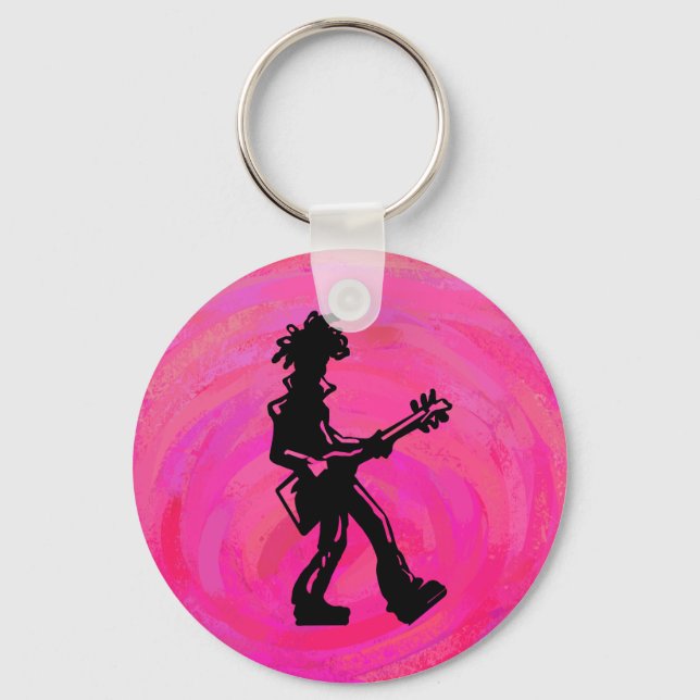 New York Boogie Nights Guitar Hot Pink Keychain (Front)