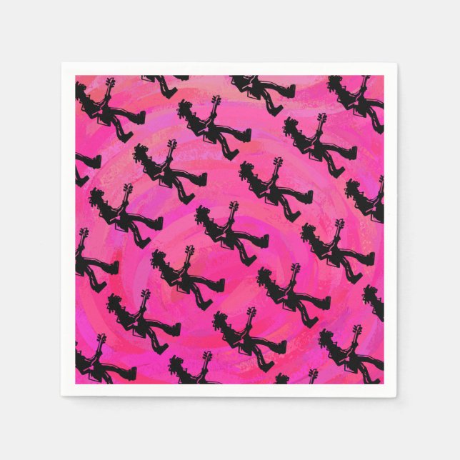 New York Boogie Nights Guitar Hot Pink Napkin (Front)