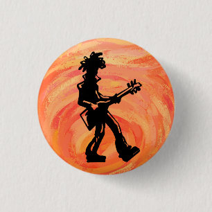 New York Boogie Nights Guitar Orange 1 Inch Round Button