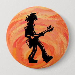 New York Boogie Nights Guitar Orange 4 Inch Round Button