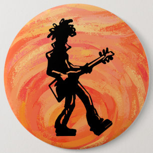 New York Boogie Nights Guitar Orange 6 Inch Round Button