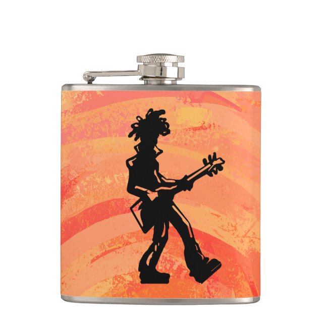 New York Boogie Nights Guitar Orange Hip Flask (Front)