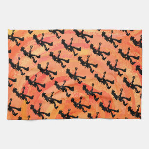 New York Boogie Nights Guitar Orange Kitchen Towel