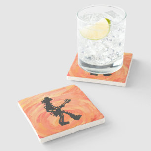 New York Boogie Nights Guitar Orange Stone Coaster