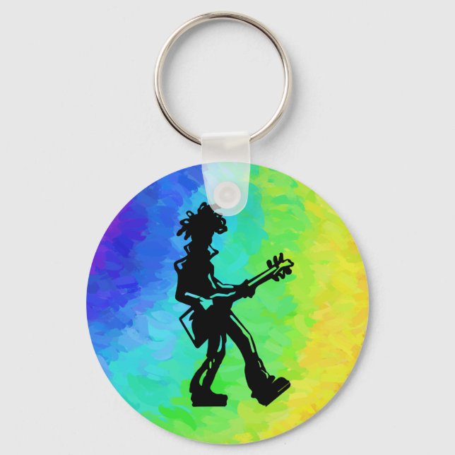 New York Boogie Nights Guitar Rainbow Keychain (Front)
