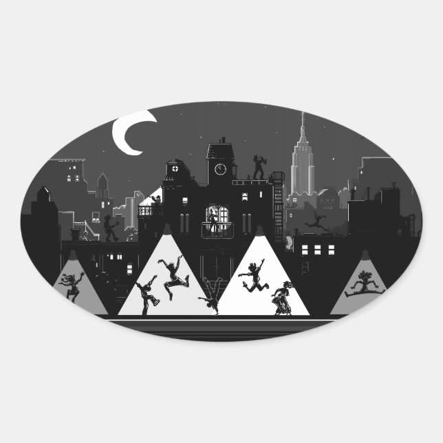 New York Boogie Nights Oval Sticker (Front)