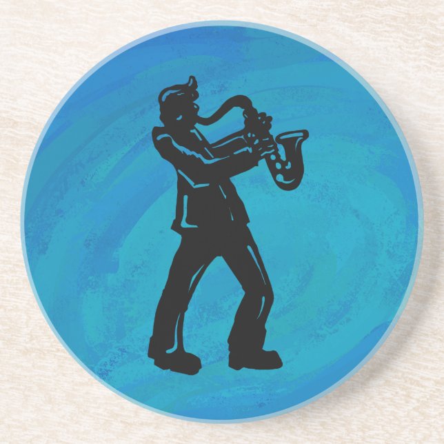 New York Boogie Nights Saxophone Blue Coaster (Front)