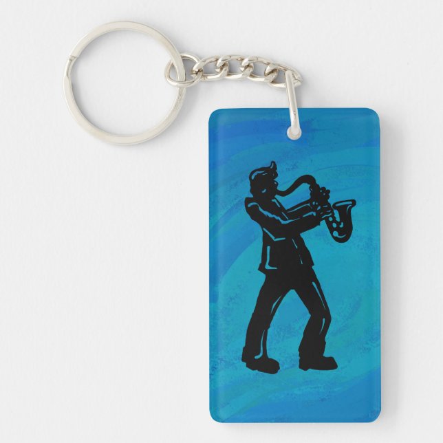 New York Boogie Nights Saxophone Blue Keychain (Front)