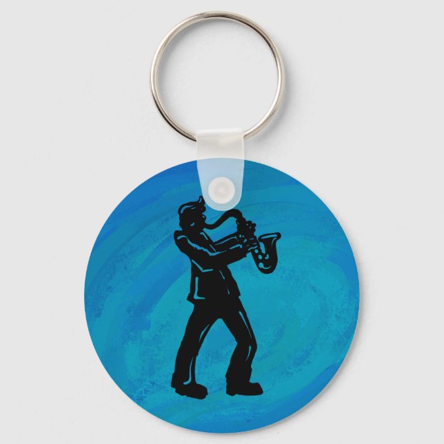 New York Boogie Nights Saxophone Blue Keychain (Front)