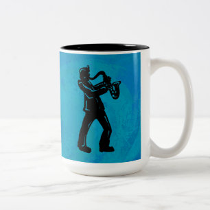 New York Boogie Nights Saxophone Blue Two-Tone Coffee Mug