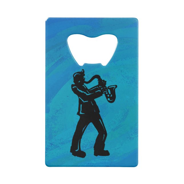 New York Boogie Nights Saxophone Blue Wallet Bottle Opener (Back)