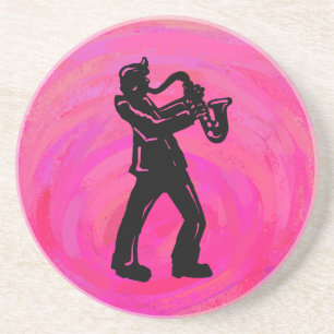 New York Boogie Nights Saxophone Hot Pink Coaster
