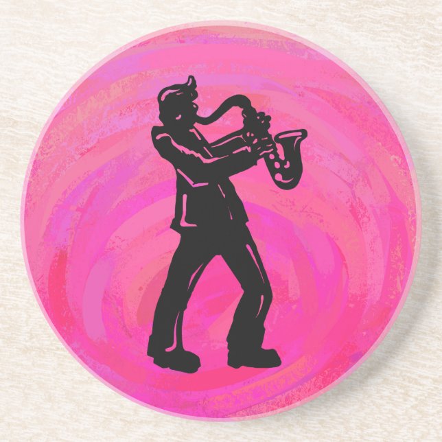 New York Boogie Nights Saxophone Hot Pink Coaster (Front)