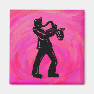 New York Boogie Nights Saxophone Hot Pink Magnet