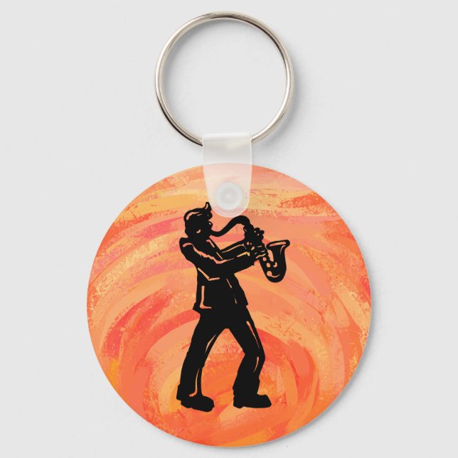 New York Boogie Nights Saxophone Orange Keychain (Front)