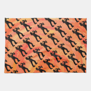 New York Boogie Nights Saxophone Orange Kitchen Towel