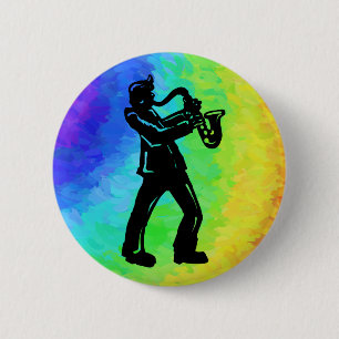 New York Boogie Nights Saxophone Rainbow 2 Inch Round Button