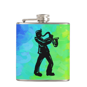 New York Boogie Nights Saxophone Rainbow Hip Flask
