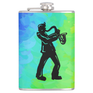 New York Boogie Nights Saxophone Rainbow Hip Flask