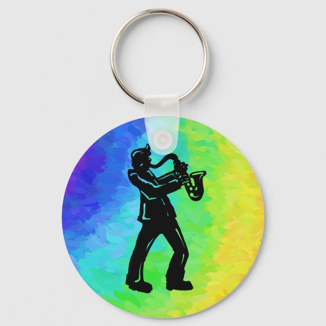 New York Boogie Nights Saxophone Rainbow Keychain (Front)