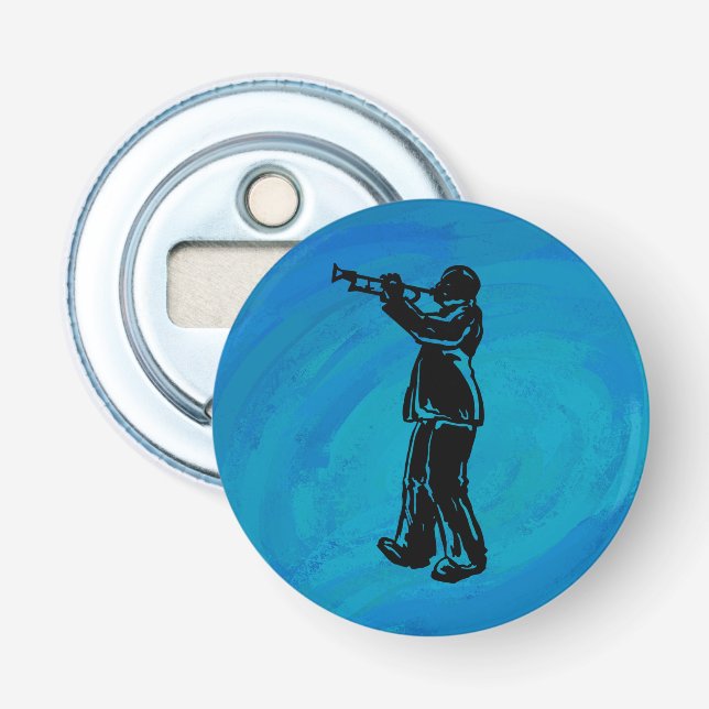New York Boogie Nights Trumpet Blue Bottle Opener (Front)