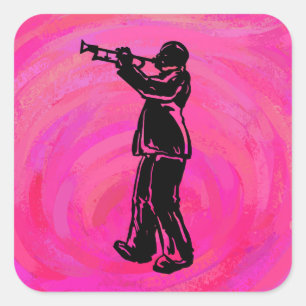 New York Boogie Nights Trumpet Hot pink Square Sticker