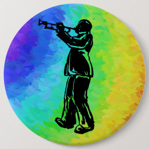 New York Boogie Nights Trumpet Rainbow 6 Inch Round Button