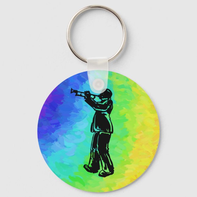 New York Boogie Nights Trumpet Rainbow Keychain (Front)