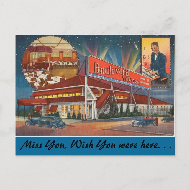 New York, Boulevard Tavern, Supper Club Postcard (Front)