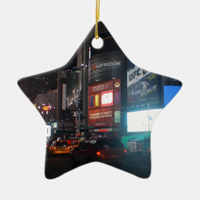 New York Broadway at night Ceramic Ornament (Front)