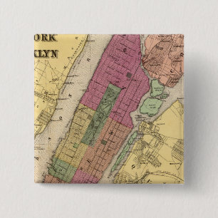 New York, Brooklyn 2 Inch Square Button