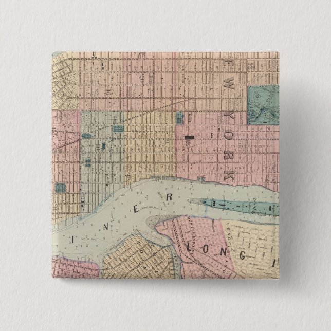 New York, Brooklyn 2 Inch Square Button (Front)