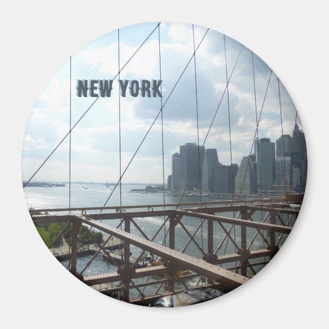 New York, Brooklyn Bridge Cust. Magnet de texte (Devant)