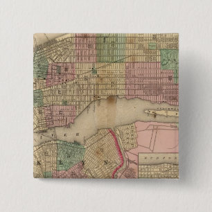 New York, Brooklyn Map by Mitchell 2 Inch Square Button