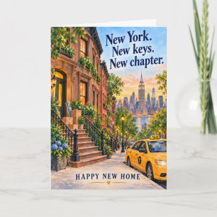 New York Brownstone Skyline Happy New Home Card