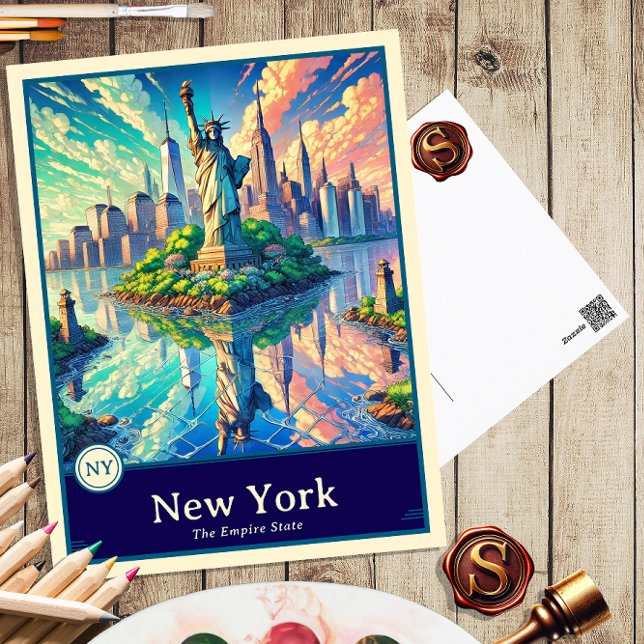 New York | Carte postale ombragée style Anime (Créateur téléchargé)