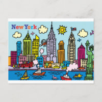 New York Cartoon Sightseeing Buildings