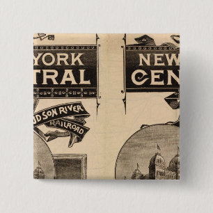 New York Central and Hudson River Railroad 2 Inch Square Button
