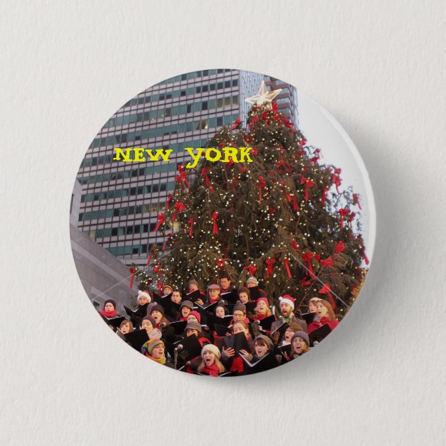 NEW YORK CHRISTMAS 2 INCH ROUND BUTTON (Front)